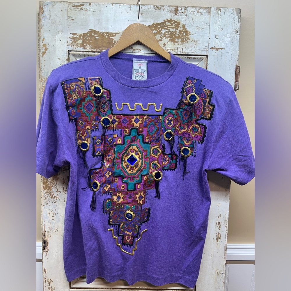 Vintage 90s KWBL Los Angeles‎ Graphic T-Shirt Rhinestone Embellished